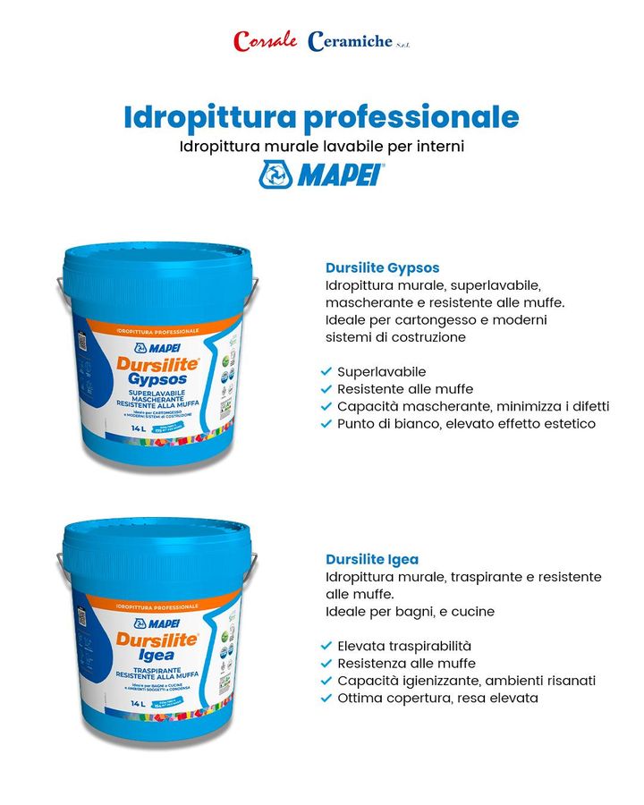 Da Corsale Ceramiche 👉 #IDROPITTURA LAVABILE #MAPEY 🔝

➡ Per te